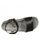 Sandalo da donna con velcro in pelle nera con zeppa argento 2 - Misure disponibili: 32, 34
