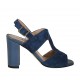 Sandalo da donna in camoscio e pelle blu tacco 8 - Misure disponibili: 32, 42, 43, 44