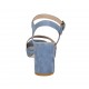 Sandalo da donna con cinturino e plateau in camoscio azzurro e beige tacco 7 - Misure disponibili: 42, 43, 44