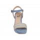 Sandalo da donna con cinturino e plateau in camoscio azzurro e beige tacco 7 - Misure disponibili: 42, 43, 44