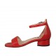 Chaussure ouverte pour femmes avec courroie en cuir rouge talon 3 - Pointures disponibles:  32