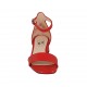 Chaussure ouverte pour femmes avec courroie en cuir rouge talon 3 - Pointures disponibles:  32