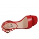 Chaussure ouverte pour femmes avec courroie en cuir rouge talon 3 - Pointures disponibles:  32