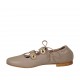 Woman's ballerina shoe with buttons with rhinestones and laces in dove grey leather heel 1 - Available sizes:  43, 44, 46