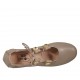 Ballerina da donna con bottoni con strass e lacci in pelle grigio tortora tacco 1 - Misure disponibili: 43, 44, 46