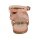 Chanel da donna in tessuto rigato e pelle rosa con fiore in pelle rosa e beige e cinturino tacco 1 - Misure disponibili: 33
