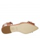 Slingback für Damen aus rosanem gestreiftem Stoff und Leder mit Blume aus rosanem und beigem Leder und Riem Absatz 1 - Verfügbare Größen:  33