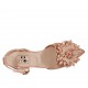 Chanel da donna in tessuto rigato e pelle rosa con fiore in pelle rosa e beige e cinturino tacco 1 - Misure disponibili: 33
