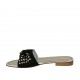 Sabot aperto da donna con fiocco e borchie in camoscio nero tacco 2 - Misure disponibili: 42