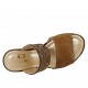 Sabot aperto da donna con elastico laterale in camoscio tabacco e perle cilindriche color bronzo zeppa 9 - Misure disponibili: 42