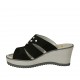 Sabot aperto accollato con strass in camoscio nero con plateau e zeppa 7 - Misure disponibili: 42, 45