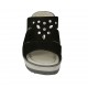 Sabot aperto accollato con strass in camoscio nero con plateau e zeppa 7 - Misure disponibili: 45