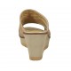 Sabot aperto accollato con strass in camoscio beige con plateau e zeppa 7 - Misure disponibili: 45