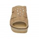 Sabot aperto accollato con strass in camoscio beige con plateau e zeppa 7 - Misure disponibili: 45
