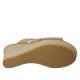 Sabot aperto accollato con strass in camoscio beige con plateau e zeppa 7 - Misure disponibili: 45