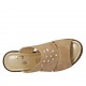 Sabot aperto accollato con strass in camoscio beige con plateau e zeppa 7 - Misure disponibili: 45