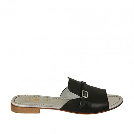 Sabot da donna con fibbia in pelle nera tacco 2 - Misure disponibili: 42