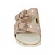 Woman's open mules with buckles, pearls and studs in rose nubuck leather wedge heel 2 - Available sizes:  42