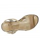Sandalo da donna in camoscio forato beige e pelle laminata platino con cinturino zeppa 9 - Misure disponibili: 45