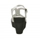 Sandale pour femmes en daim perforé noir et cuir lamé argent avec courroie talon compensé 9 - Pointures disponibles:  31, 42, 43, 45