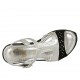 Sandalo da donna in camoscio forato nero e pelle laminata argento con cinturino zeppa 9 - Misure disponibili: 31, 42, 43, 44, 45