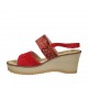 Sandalo da donna in camoscio e camoscio stampato rosso con velcro, plateau e zeppa 6 - Misure disponibili: 31, 42, 43, 44, 45