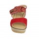 Sandalo da donna in camoscio e camoscio stampato rosso con velcro, plateau e zeppa 6 - Misure disponibili: 31, 42, 43, 44, 45