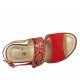 Sandalo da donna in camoscio e camoscio stampato rosso con velcro, plateau e zeppa 6 - Misure disponibili: 31, 42, 43, 44, 45