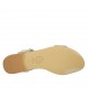 Sandalo da donna con cinturino charleston, strass e perle in camoscio beige e laminato platino tacco 2 - Misure disponibili: 42, 43