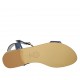 Sandalo da donna con cinturino charleston, strass e perle in camoscio e pelle laminata blu tacco 2 - Misure disponibili: 42, 43, 46