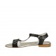 Sandale pour femmes avec courroie salomé, perles et strass en daim et daim lamé noir talon 2 - Pointures disponibles:  42, 43, 44