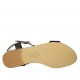 Sandalia para mujer con cinturon salomé, perlas y estrass en gamuza y gamuza laminada negra tacon 2 - Tallas disponibles:  42, 43, 44
