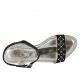 Sandalo da donna con cinturino charleston, strass e perle in camoscio e camoscio laminato nero tacco 2 - Misure disponibili: 42, 43, 44, 45, 46