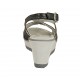 Sandale pour femmes en cuir et daim noir avec strass, plateforme et talon compensé 6 - Pointures disponibles:  45