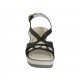 Sandale pour femmes en cuir et daim noir avec strass, plateforme et talon compensé 6 - Pointures disponibles:  45