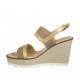 Sandale pour femmes en daim taupe et lamé or talon compensé 9 - Pointures disponibles:  42, 44