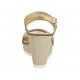 Sandalo da donna in camoscio taupe e laminato oro zeppa 9 - Misure disponibili: 42, 43, 44
