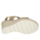 Sandalo da donna in camoscio taupe e laminato oro zeppa 9 - Misure disponibili: 42, 43, 44