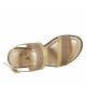Sandalo da donna in camoscio taupe e laminato oro zeppa 9 - Misure disponibili: 42, 43, 44