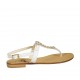 Sandalo infradito da donna con pietre in pelle bianca tacco 2 - Misure disponibili: 42
