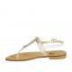 Woman's flip-flop sandal in white leather with rhinestones heel 2 - Available sizes:  42