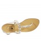 Woman's flip-flop sandal in white leather with rhinestones heel 2 - Available sizes:  42