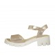 Sandalo da donna con cinturino in pelle laminata rosa cipria tacco 5 - Misure disponibili: 44, 45