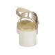 Sandale pour femmes avec courroie en cuir lamé rose poudre talon 5 - Pointures disponibles:  45
