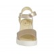 Sandalo da donna con cinturino in pelle laminata rosa cipria tacco 5 - Misure disponibili: 44, 45