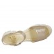 Sandalo da donna con cinturino in pelle laminata rosa cipria tacco 5 - Misure disponibili: 44, 45