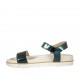 Sandalo da donna in pelle laminata verde petrolio con cinturino e zeppa 2 - Misure disponibili: 42, 43, 44, 45