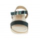 Sandalo da donna in pelle laminata verde petrolio con cinturino e zeppa 2 - Misure disponibili: 42, 43, 44, 45