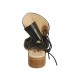 Sandalia de parte frontal alta para mujeres con cordones en piel negra tacon 4 - Tallas disponibles:  46