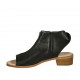 Sandalo accollato con cerniera da donna in pelle nera tacco 4 - Misure disponibili: 42, 43, 44, 45